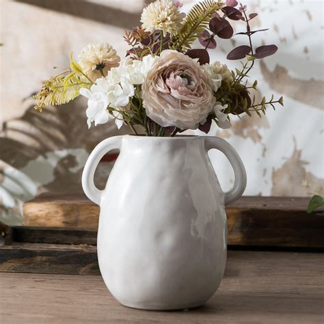 Amazon.com: Tanvecle White Ceramic Vase with 2 Handles, Modern
