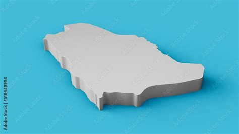 3D Rendering Of The Saudi Arabia Map With Sea And Land Geology Stock