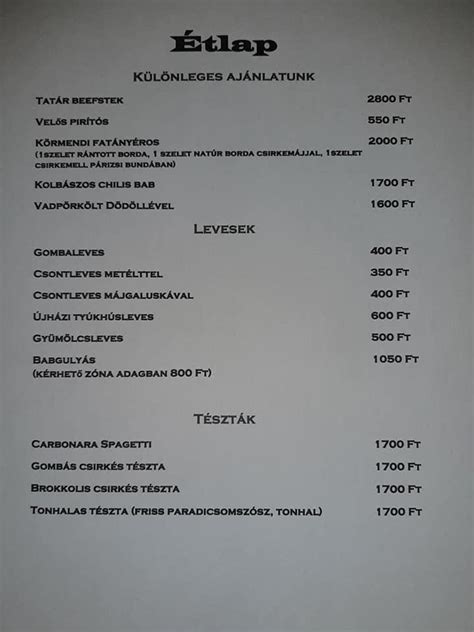 Menu At Teke Panzi S Vend Gl Restaurant K Rmend