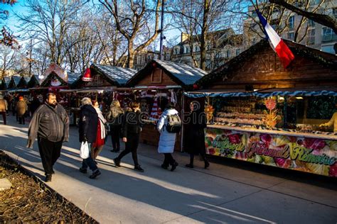 People Visiting The Christmas Market In Reims France 15 December