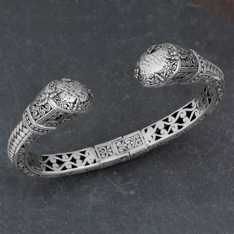 Sterling Silver Bali Gardens Cawi Cuff Bracelet Indonesia Sterling