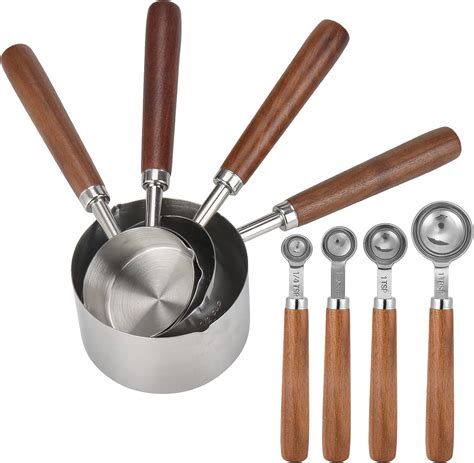 Amazon Muchtolove Measuring Cups And Spoons Set Of 8 Stainless