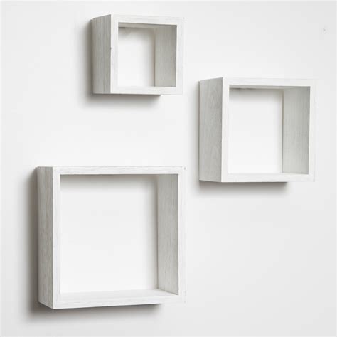 Gallery Solutions Distressed White 3 Piece Floating Wall Cube Shelves - Walmart.com