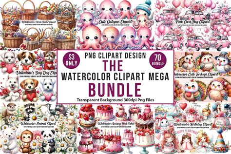 The Watercolor Clipart Mega Bundle Bundle · Creative Fabrica