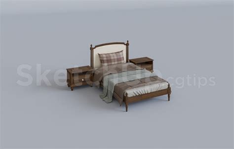 9838. Free Sketchup Bed Model Download