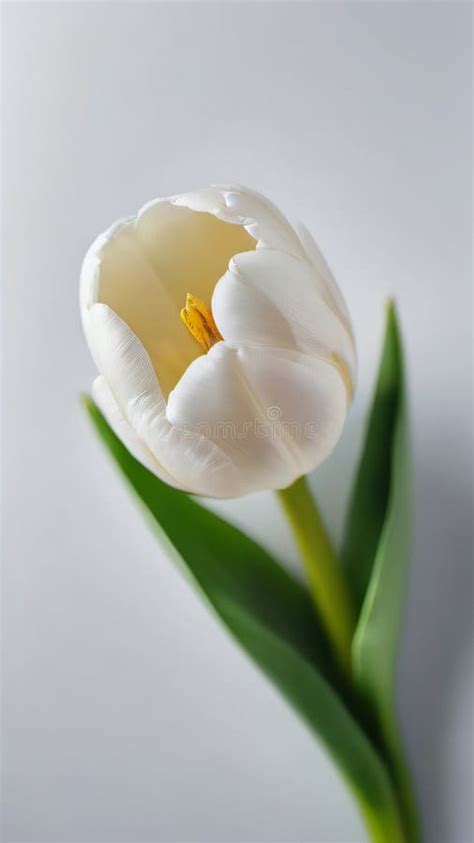 Photo Of White Tulip Top View Of Beautiful White Tulip Generative Ai