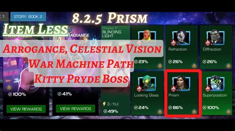 Mcoc 825 Arrogance Celestial Vision Kitty Pryde Boss Fight Prism Itemless Act 82