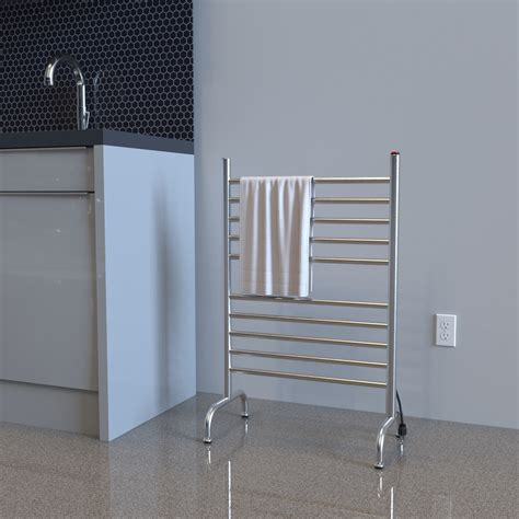 Solo 24 Freestanding Towel Warmer In Brushed Heated Towel Racks