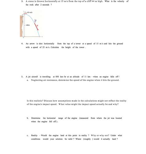 Solved A Stone Is Thrown Horizontally At M S From The Top Of A