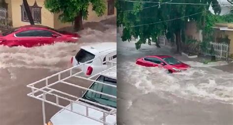 Fuertes lluvias provocan inundaciones y arrastre de autos en Culiacán