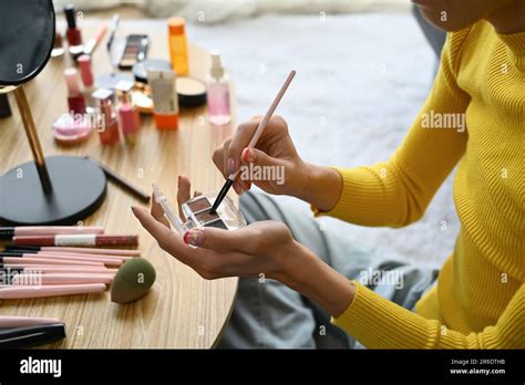 Smiling Asian Gay Man Blogger Filming Daily Makeup Routine Tutorial On