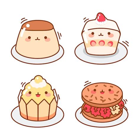 Premium Vector Collection Of Kawaii Japanese Dessert