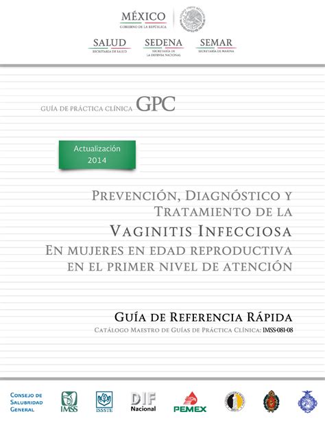 Salud De La Mujer GuÍa De PrÁctica ClÍnica Gpc Prevención