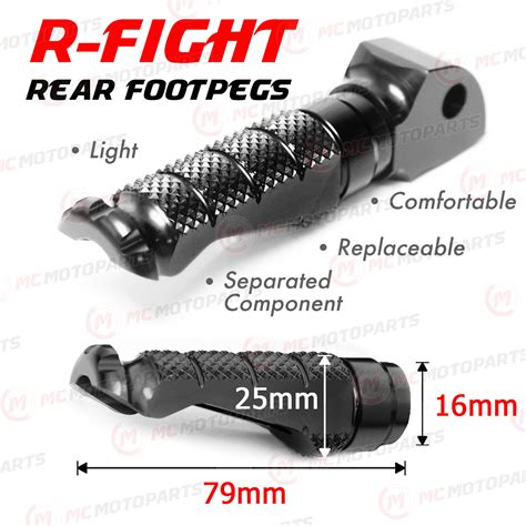 R Fight Cnc Passenger Foot Pegs Black For Ducati Supersport S