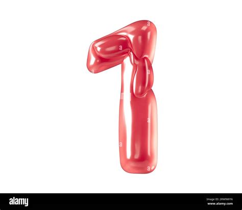 Digit Made Of Bizarre Balloons D Illustration Of Red Number Isolated