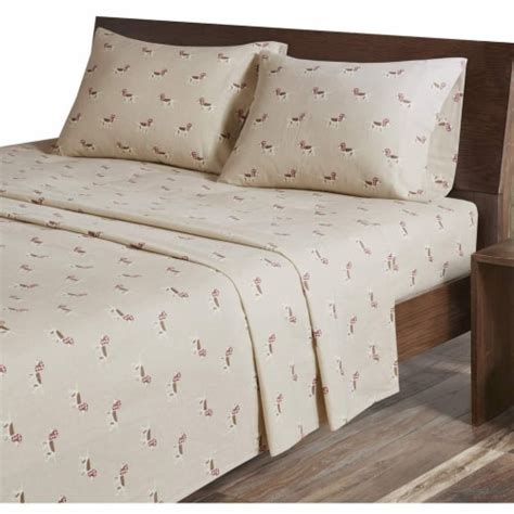 4-PC Flannel Queen Bed Sheets, Lodge/Cabin Tan Dog Bed Sheet, Queen, 1 unit - Kroger