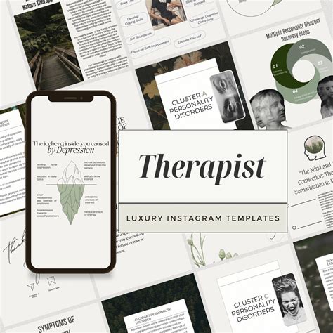 Therapist Instagram Templates Psychologist Social Media Mental Health