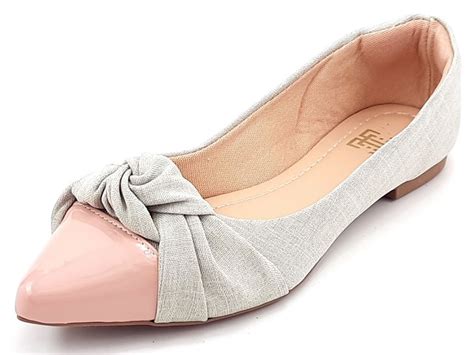 Sapatilha Feminina Vz Nude Melange Laço Bico Fino CECI Calçados Atacado de Calçados