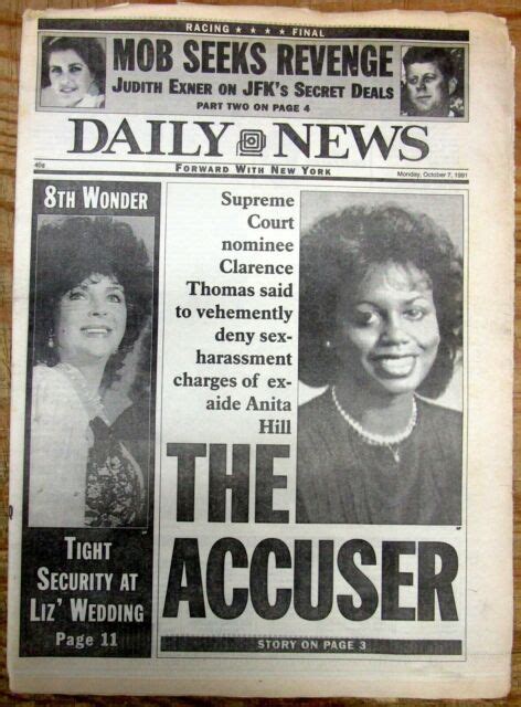 1991 Ny Daily News Newspaper Anita Hill Accuse Clarence Thomas Sexual