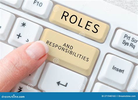 Text Sign Showing Roles And Responsibilities Business Overview