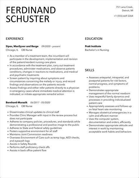 Ob Gyn Nurse Resume Examples Resume Example Gallery