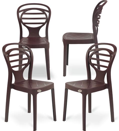 Supreme Oak Dining Armless Designer Plastic Chair Globus Brown