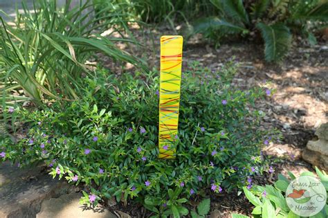 Garden Art Fused Glass Streamer Plant Stake Garden Decor Yellow Multi