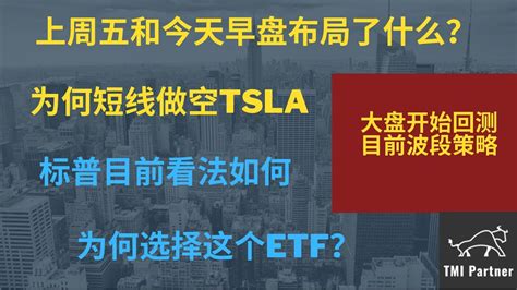 【美股分析】我们上周五和今天早盘布局了什么？为何短线波段做空tsla？标普目前看法如何？本周美联储会议之前耐心！为何选择这个etf？点击下方