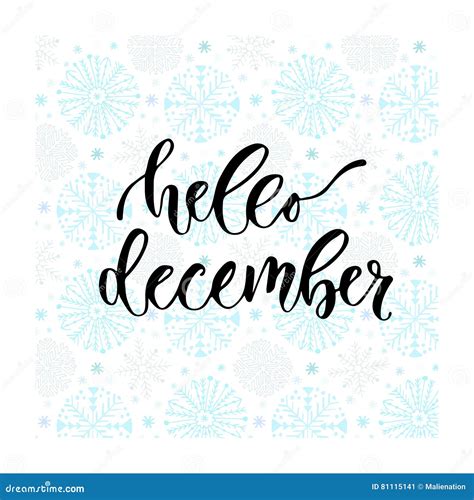 Hand Drawn Vector Lettering Hello December Modern Calligraphy On