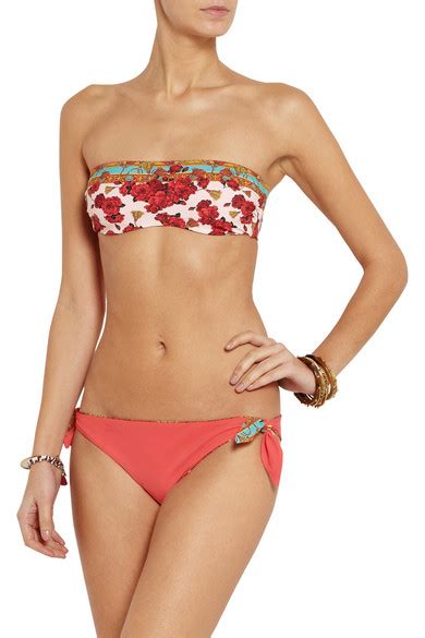 Dolce And Gabbana Floral Print Reversible Bandeau Bikini Net A Porter Com