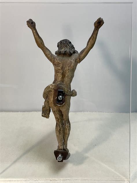 Proantic Christ En Bois Sculpt Polychrome Poque Me