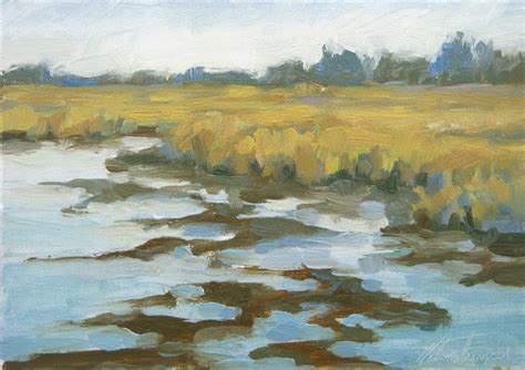 Daily Paintings by Melanie: Tidal Marsh - Marshland Oil Painting