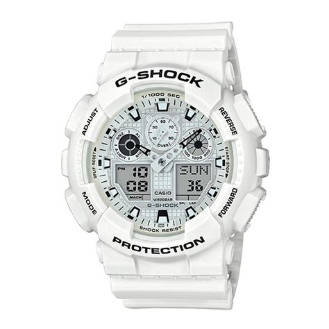 Casio G Shock นาฬิกาข้อมือผู้ชาย สายเรซิ่น รุ่น Ga 100mw 7a สีขาว