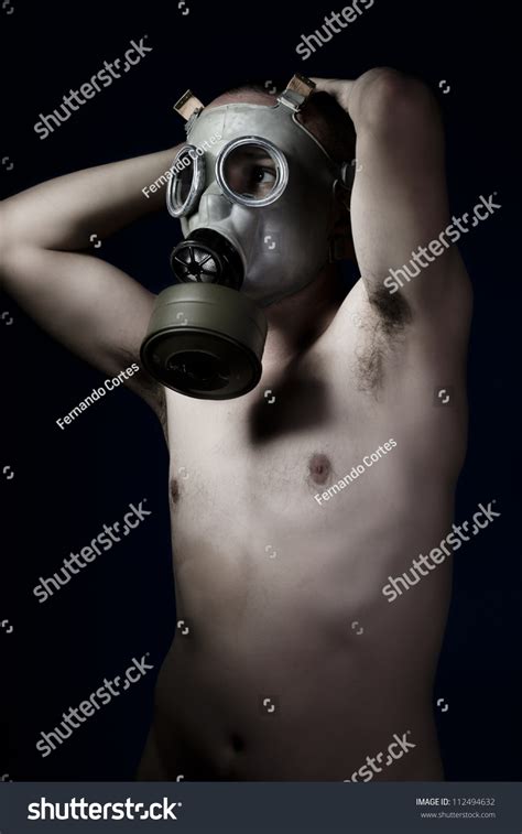 Scared Naked Man Gas Mask Stock Photo 112494632 Shutterstock