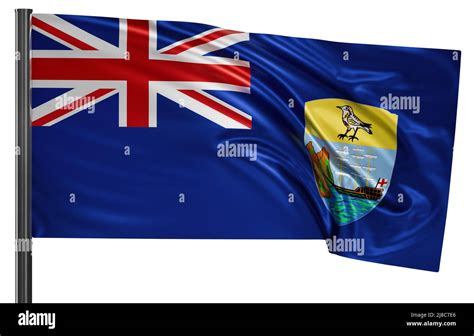 Saint Helena National Flag Waving In The Wind Isolated On White