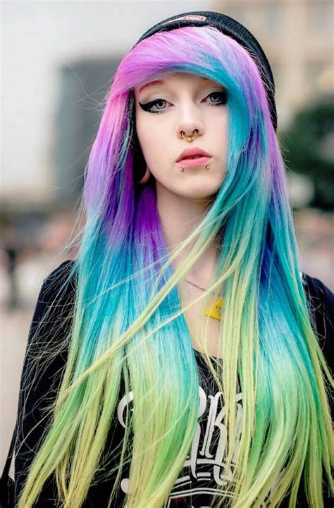 Luna Lunatic - Rainbow Hair | Scene hair, Cute hair colors, Cool hair color