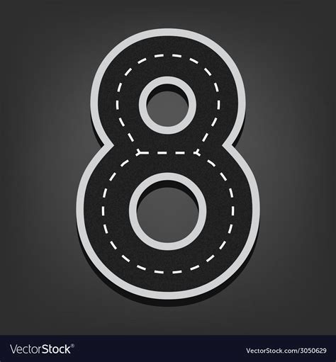 Eight number road font Royalty Free Vector Image