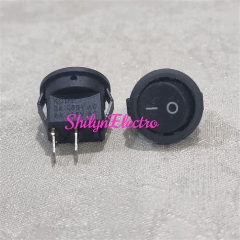 Jual SAKLAR BULAT HITAM KECIL 2PIN SWITCH ON OFF 2P 2 PIN ROCKER