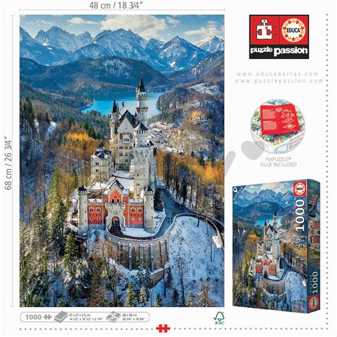 Puzzle Zámok Neuschwanstein 1000 Dielov S Lepidlom Educa