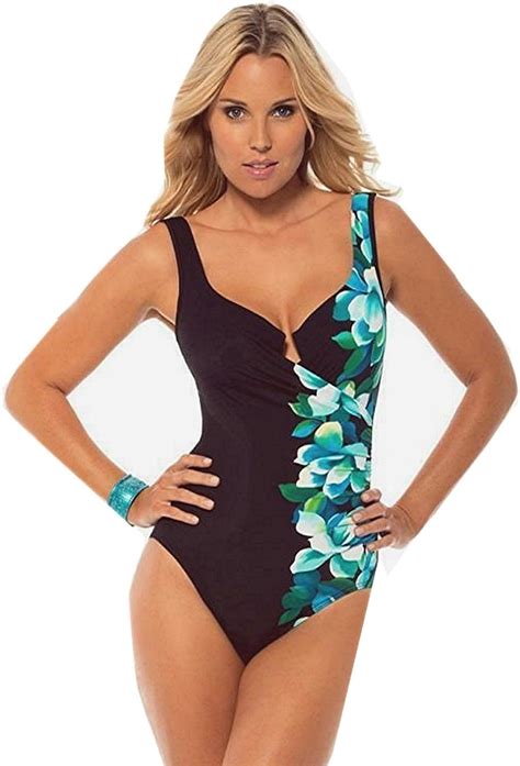 Miraclesuit Escape Left Of Center Tank Style Swimsuit 10 At Amazon