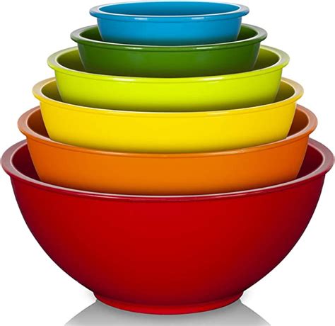 YIHONG Rainbow Plastic Nesting Mixing Bowls Sets, 6 Piece