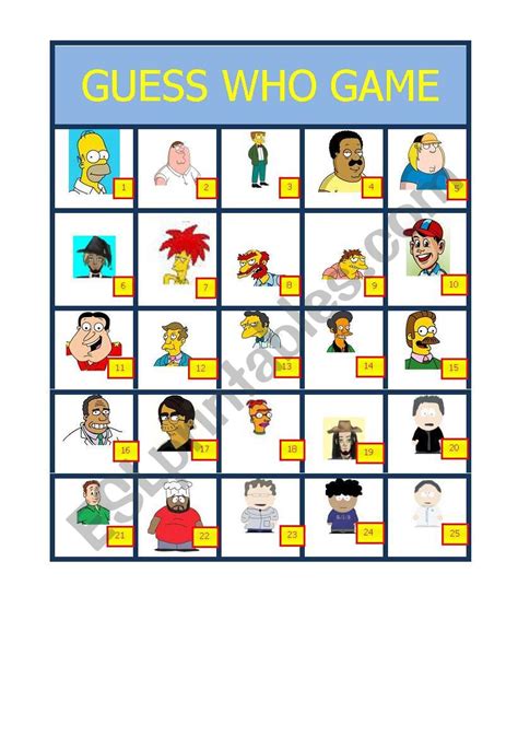 Famous Faces Printable Game