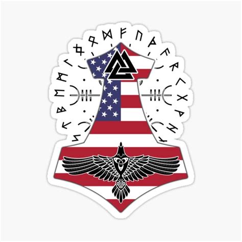 "Viking American Flag Vikings Thor Runes American Vikings" Sticker by Bommer20 | Redbubble