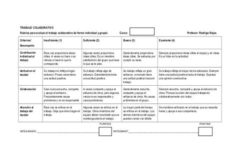 Rubricas Para Evaluar El Trabajo Colaborativo Rubricas Rubrica De Images