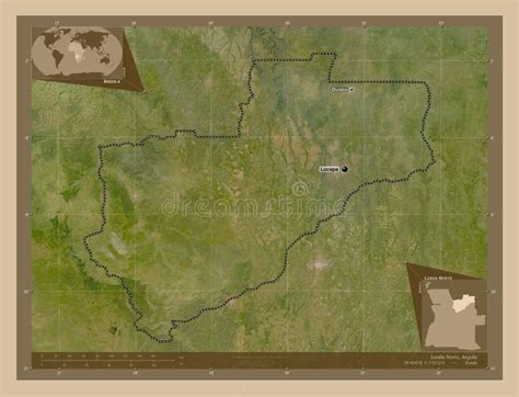 Lunda Norte Angola Low Res Satellite Labelled Points Of Cities Stock