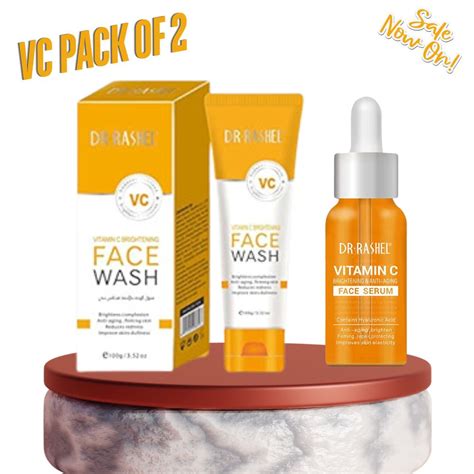 Drrashel Vitamin C Face Wash And Drrashel Vitamin C Face Serum Bundle Deal