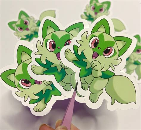 Sprigatito Pokemon Gen 9 Kawaii Anime Glossy Matte Sticker Etsy New