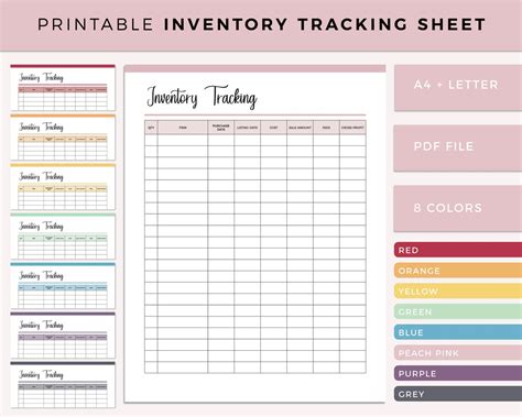 Printable Inventory Tracking Sheet Inventory Tracker Etsy