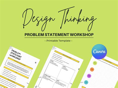 Design Thinking Workshop Template, Canva Template, Problem Statement ...