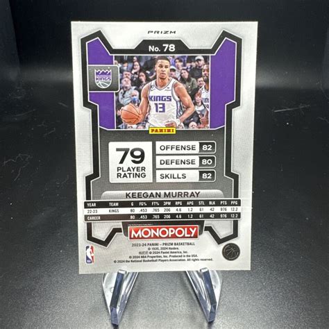 Keegan Murray Purple Wave 2023 24 Panini Prizm Monopoly 78 Sacramento